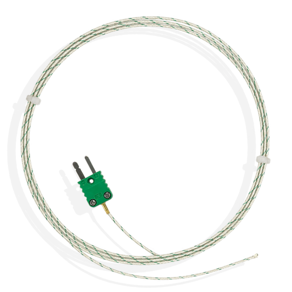 Thermoelement Typ K mit Messperle, GLGL-Leitung und grünem Miniaturstecker