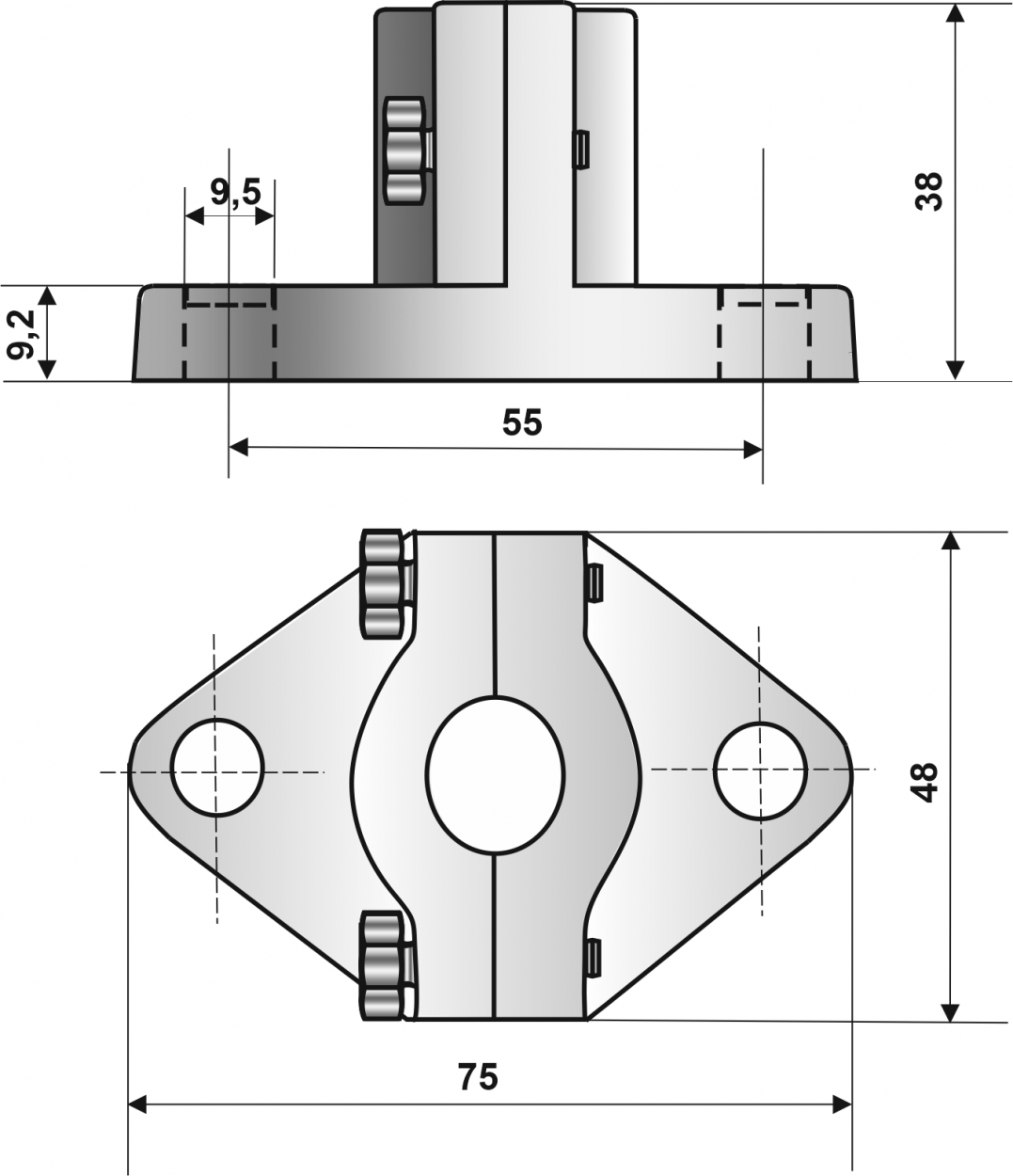 Dimensions - Stop flange