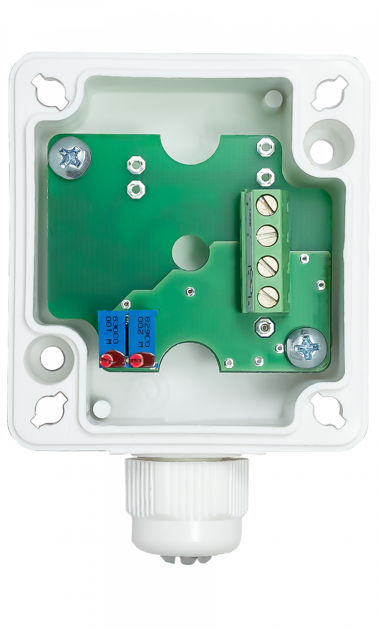 Custom-built housing with transducer