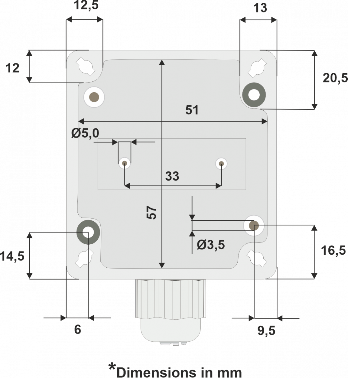 Internal dimensions of the housing