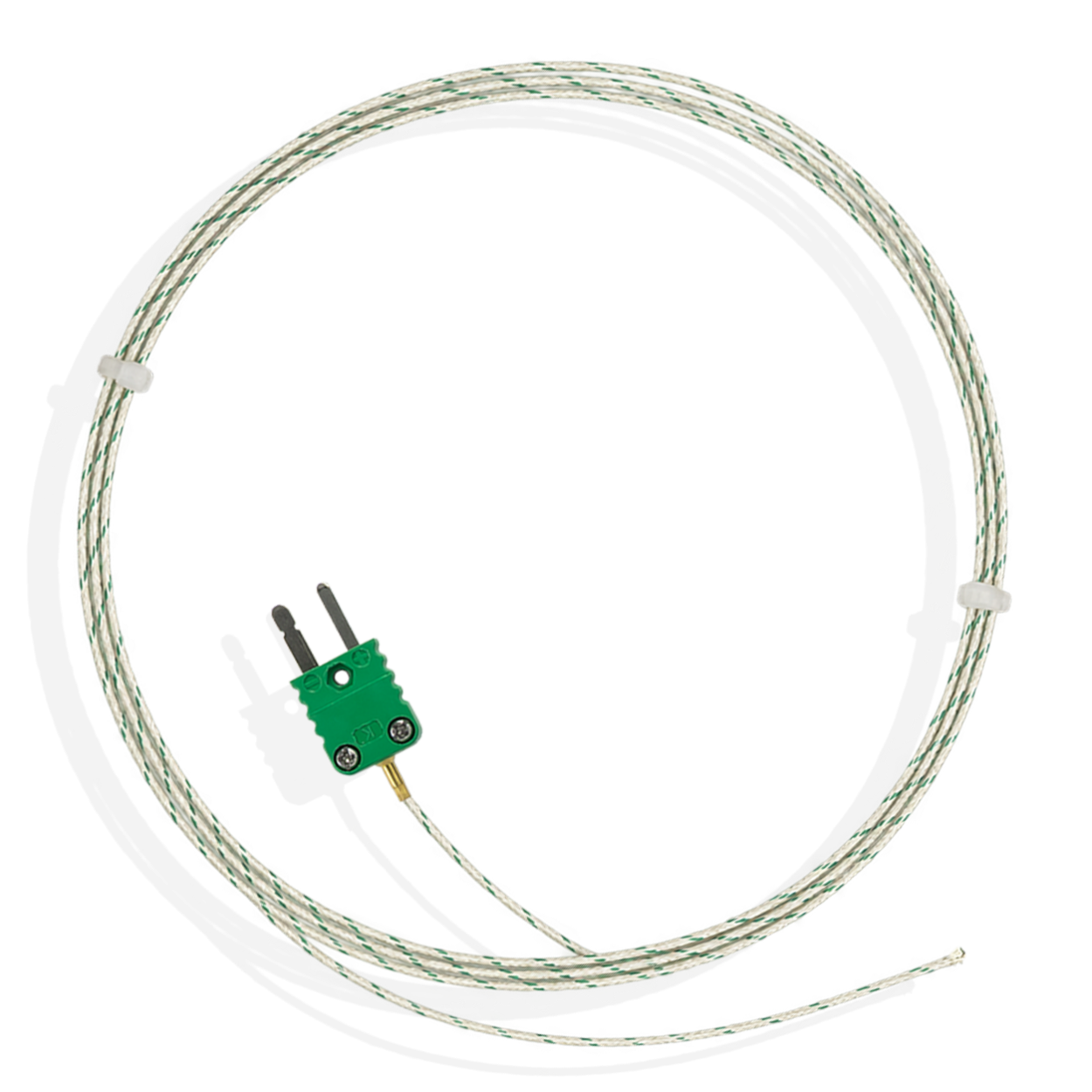 Thermoelement Typ K mit Messperle, GLGL-Leitung und grünem Miniaturstecker